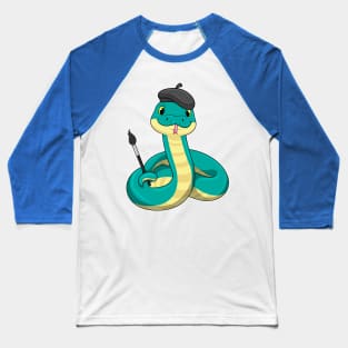 Snake as Painter with Paint brush Baseball T-Shirt